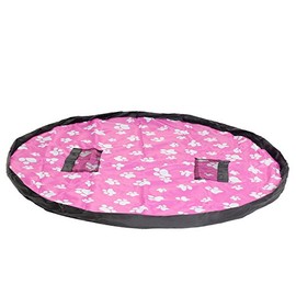 HIMRY XXL Children's Tidy Bag, Play Mat, 151 cm Mat, Ideal for Playing and Quick Tidying Up of Legos, Dupla etc., Toy Storage Bag, Red with Footprint, KXD4006 Redfootprint