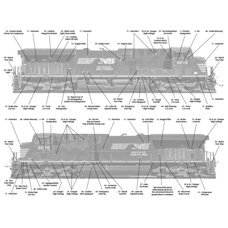 ShellScale Decals HO176 - Norfolk Southern GE ES44AC DECALS -