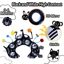 beetoy Baby Tummy Time Pillow with Sensory Balls and Teetheer Dual-sided Design for Visual Stimulation for Newborns 0-6 Months, Sensory Development and Neck Muscle Strengthening Toys