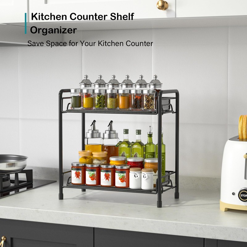 BOKIOVIN Coffee Station Organizer Cabinet, Coffee Bar Accessories Organizer for