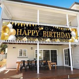 Large Happy Birthday Yard Banner, Happy Birthday Backdrop Banner, Happy Birthday Banner Sign, Happy Birthday Party Decorations Supplies (79 x 16in) (Birthday)
