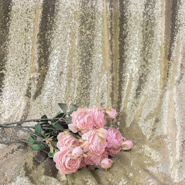 WISPET Champagne Sequin Backdrop Curtains 1 Panel 8FTx8FT Glitter Champagne Photo Backdrop Drapes Party Wedding Baby Shower Curtain Sparkle Photography Background