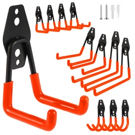 ZexHok Steel Garage Hooks Wall Tool Organizer, 12 Pack Garage Storage Hook Heavy Duty Utility Storage Hangers Orange for Ladders, Ropes, Garden Tools