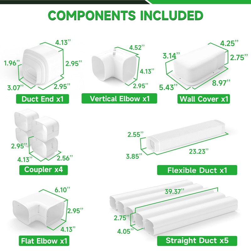 4'' 19.5 Ft Mini Split Line Cover Set, PVC &