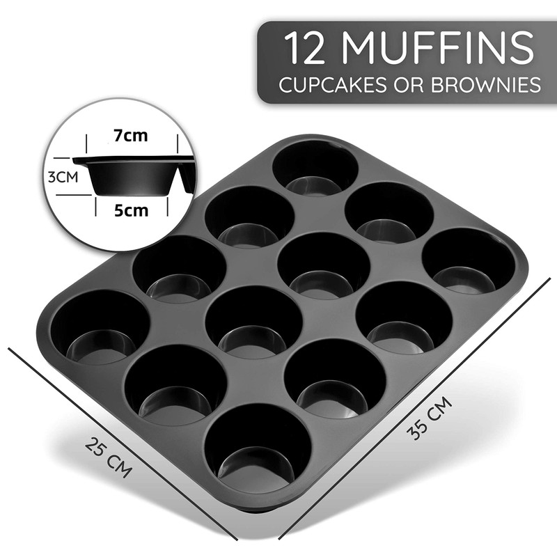Eidoct 12 Hole Muffin Tray with PFOA Non Stick, Robust
