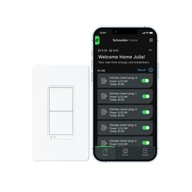 Square D X Series 15 Amp WiFi Energy Monitoring Light Switch, Single-Pole/3-way, 600 Watt, Rocker, Matter Certified, Compatible with Alexa and Google Assistant, White