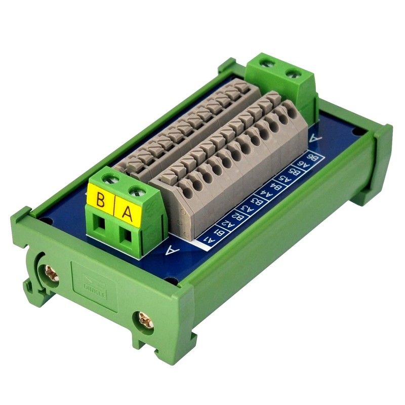 DIN Rail Mount 16Amp AC/DC 2x12 Position Terminal Block Distribution