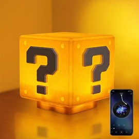 3D Icon Light Night Lights, Question Mark Lamp with Game Sound Effects, Game Cube Lamp, Question Mark Soundtrack for Bedroom, Living Room, Children and Fans
