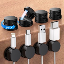Redamancy 8 teiliger Kabelhalter Magnetisch, Kabelhalter Kabelclips Kabel Management, Stark Haftende Draht Ladegerät Halter für Nachttisch, Schreibtisch,USB, Audiokabel