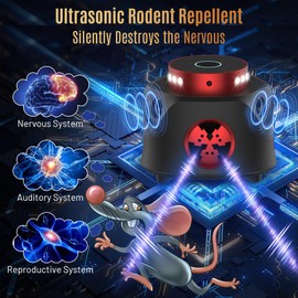 Ultrasonic Rodent Repellent 2 Packs, 360° Mouse Repellent with Remote Control, Pest Repellent Ultrasonic Plug in with Ultrasound & Strobe Light, Mice Repellent Indoor for Rodent/Mouse/Squirrel/Roach