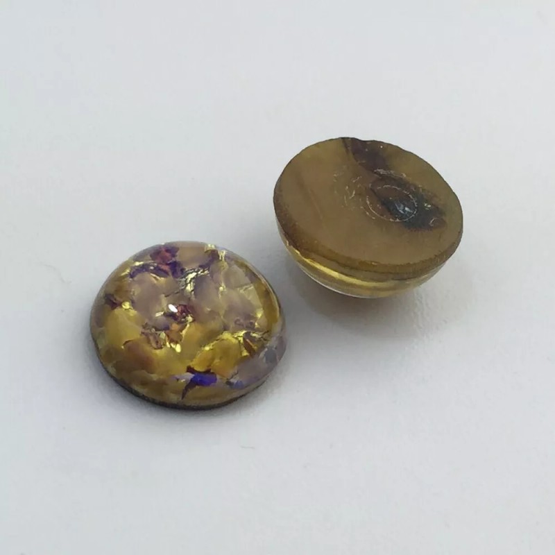Yummy Treasures Preciosa Topaz Opal Glass Cabochon 13mm (2) cab3006D