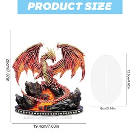 SHEGZHUC Diamond Painting Ornaments Diamond Painting Ornaments Diamond Painting Embroidery Cross Stitch Art Table Decoration Living Room Bedroom Gift (Dinosaur Flying Dragon Animals Volcano)
