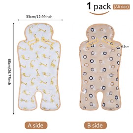 LAT Gel Car Seat Cooler Pad,1 Pack Double Sides-Universal Baby Stroller Ice Cushion Cooler Mat,Multifunctional Summer Cooling Seat Liner for Baby Dining Chair,Child Safety Seat(Giraffe+Lion)