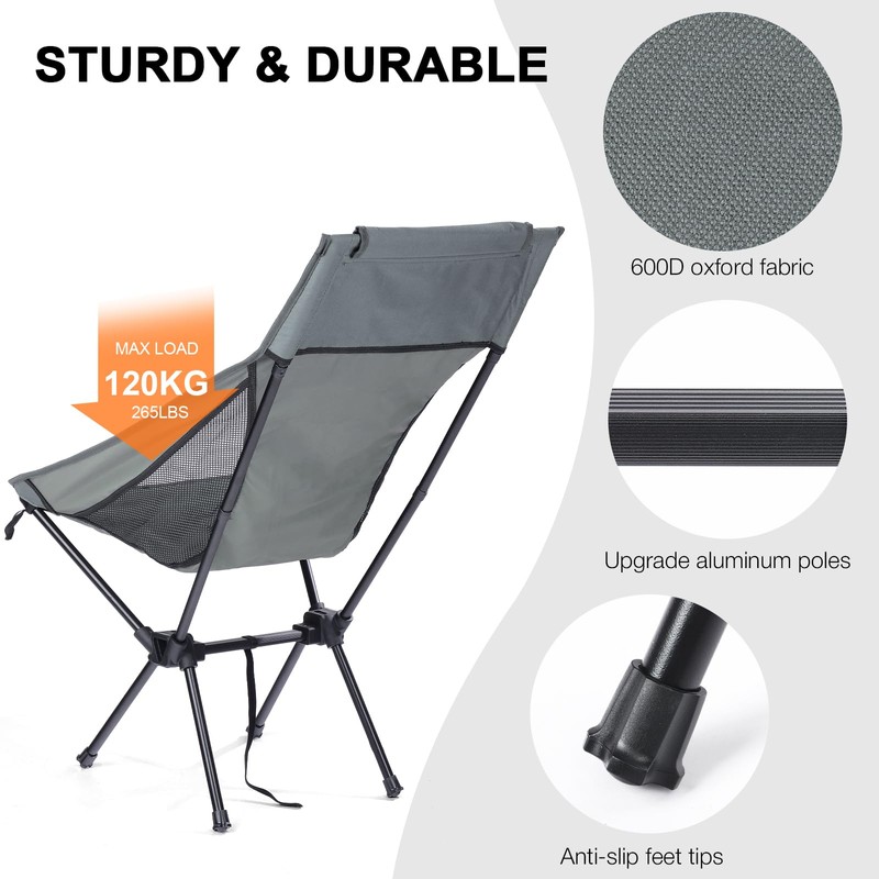 Outplea High Back Portable Camping Chair Easy to Assemble, Folding