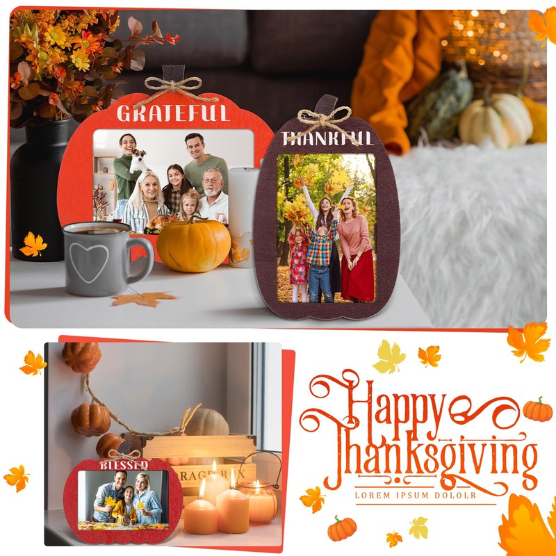 Burbell 3 Pcs Fall Pumpkin Picture Frame 4 x 6