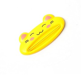 HAOHIZE Tube Squeezer Tool Cartoon Animal Shaped Plastic Toothpaste Dispenser Rolling Toothpaste Squeezer Tube Squeezer Rolling Holder Toothpaste Clips for (Yellow Cat)
