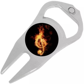 NewCharms Fiery Treble Clef Golf Ball Marker Divot Repair Tool Bottle Opener