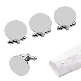 4PCS Elegant Cufflinks for Men Classic Silver Wedding Cuff Links Stylish and Timeless Gifts for Husband Father Boyfriend Cufflinks for Business Anniversary Special Occasions