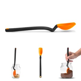 Dreamfarm Mini Supoon | Non-Stick Silicone Sit Up Scraping & Cooking Multifunctional Spoon with Measuring Lines | Kitchen Utensil | Orange