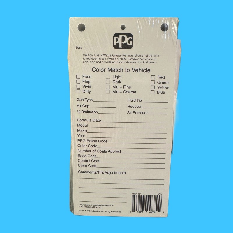 PPG ARMC464 Auto Body Paint Color Match Spray Out Cards