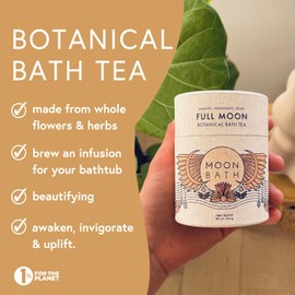 Moon Bath Botanical Bath Tea | Full Moon Herbal Ayurvedic Bath Soak for Energy & Sensuality w/Rose, Calendula & Ginger for 2 Baths | Organic & Natural Body Care for Lunar Alignment, Loose Leaf Flower