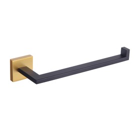 GERZWY Modern Towel Holder Contemporary Style Stainless Steel Towel Hanger Towel Ring for Bathroom Wall Mount (Black & Gold)