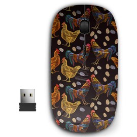 KAWAMOUSE 2.4G Ergonomic Portable USB Wireless Mouse for PC, Laptop, Computer, Notebook with Nano Receiver (Embroidery Chicken Rooster)