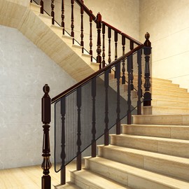 Fall Prevention Net, For Stair Handrails, Safety Net, Net 0.2 inches (0.5 cm), Width 35.4 inches (90 cm) x Length 78.7 inches (200 cm), Thick, Stair Net, Prevents Children and Pets from Falling, Protective Net, Blowing, Balcony Net, Cat Escape Prevention, Stair Safety, Pet Gate, Black