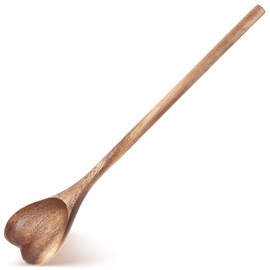 Ymapinc Heart Shaped Wood Spoon Long Wooden Handle Love Spoon for Appetizer, Serving, Mixing Kitchen Utensil for Charcuterie Valentine's Day, Mother's Day, Housewarming Gift