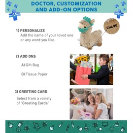 DolliBu Beige Llama Doctor Plush Toy - Super Soft Llama Doctor Stuffed Animal Dress Up with Cute Scrub Uniform and Cap Outfit - Fluffy Doctor Toy Plush Gift - 11 Inches