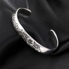 NIGHTCRUZ Vintage Repousse Flower Bangle, Flower Blossom Cuff Bracelet Stainless