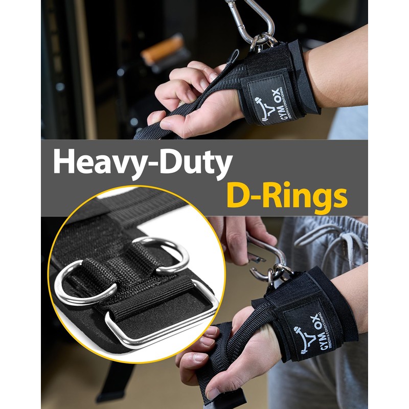2-in-1 Weight Lifting Straps with D Ring, 7mm Neoprene Padded
