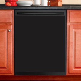 Black Kitchen Dishwasher Magnet Cover, Solid Color Dishwasher Door Cover Sheet, Vinyl Appliance Art Magnetic Sticker Fridge Panel Decal (Black, 23 x 26 Inches)
