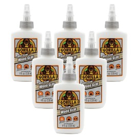 Gorilla Dries Clear Wood Glue, 4 Ounce Bottle (Pack of 6) - Water Resistant for Indoor or Outdoor Projects and Repairs