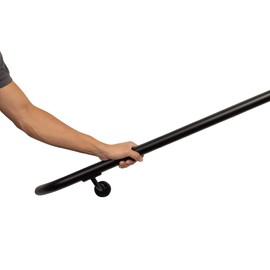 Complete Aluminum Handrail KIT for Indoor/Outdoor—Stylish Round Shape with Curved Ends. Includes Wall Mounts, Hardware, Ergonomic 1-3/8" Dia, ADA Returns (Black Textured, 4' Length)