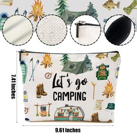 DHKG Camping Gifts Makeup Bag Camping Gift Cosmetic Bag Camping Accessories for Women Girls Camping Lovers Friend Sister Daughter Travel Organizer Zipper Pouch Graduation Birthday Friendship Gifts