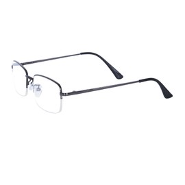 JoXiGo Half Frame Reading Glasses for Men Women Metal Rectangular Frame Spring Hinge + Glasses Strap,Grey +3.0