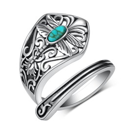 Daixiya Western Jewelry for Women 925 Sterling Silver Dragonfly Turquoise Rings Western Turquoise Jewelry Gifts for Women
