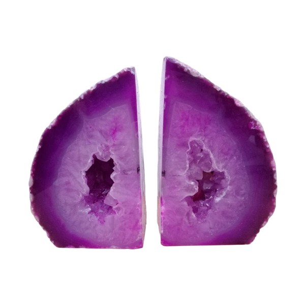 Agate Geode Bookends Dyed Pink 4-5 Lbs Large Stone Bookends