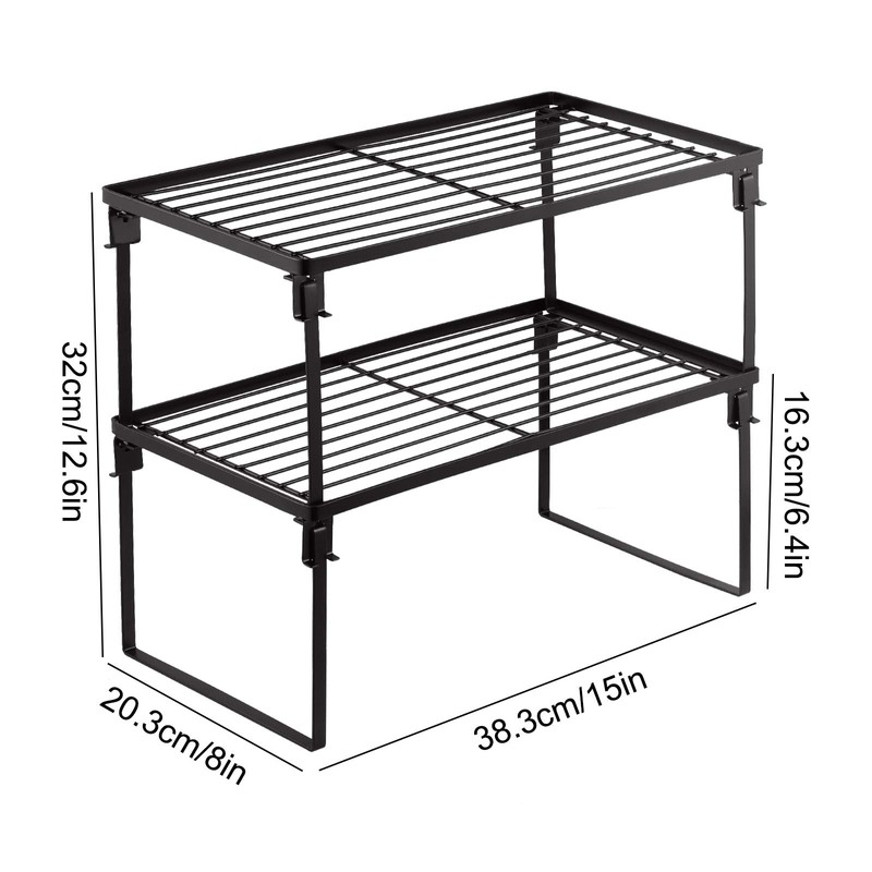 Tomorotec [2 Pack] Stackable Kitchen Storage Shelf Rack, Foldable Spice