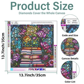 Diamond Art Kits for Adults- Book Flower Diamond Painting Kits Art for Adults,Diamond Painting,Diamond Art,Gem Art Kits for Home Wall Decor 14x14inch