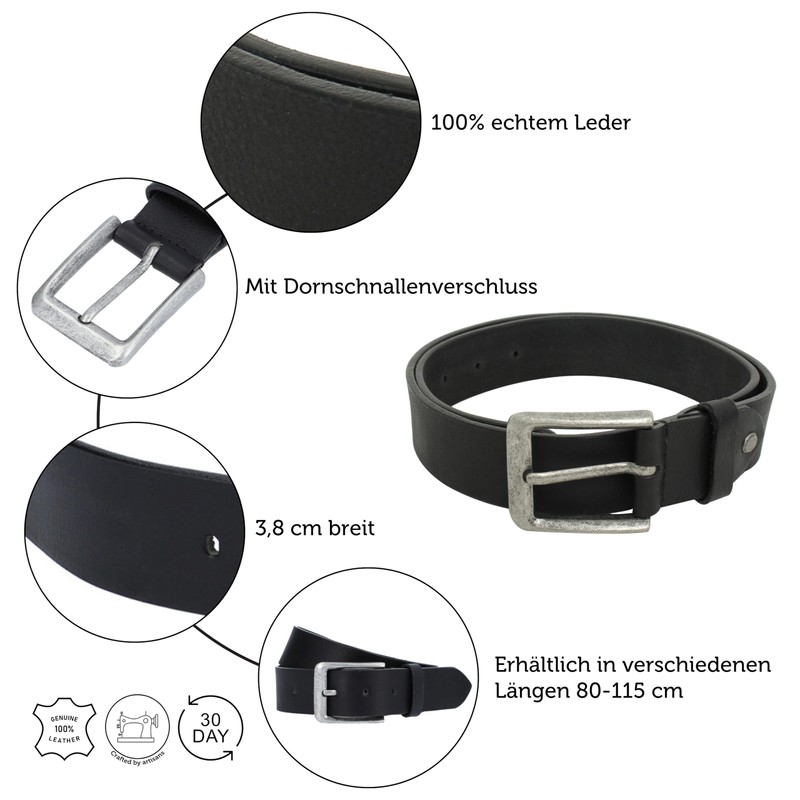 Gusti Leder Leather Belt - Trowel Simple Belt with Silver