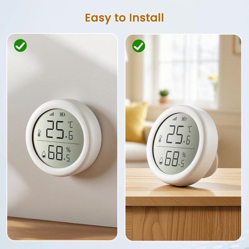 QKF Temperature and Humidity Sensor, Require Zigbee Hub, Wireless Smart