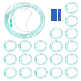 NITTIID 7 Foot Green Nasal Cannulas for Oxygen, Standard Kink Resistant Cannula Nasal Tubing for 0xygen - 20 Pack Oxygen Cannula with 2 Pairs Ear Cusions
