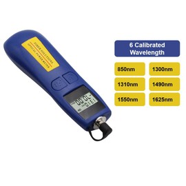 QIIRUN Optical Power Meter, -70~+10dBm Fiber Optic Meter with 6 Calibrated Wavelengths, High Accuracy and Lightweight
