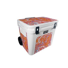MightySkins Carbon Fiber Skin Compatible with Yeti Roadie 60 Wheeled Cooler - Orange Swirl | Protective, Durable Textured Carbon Fiber Finish | Easy to Apply and Change Style | Made in The USA