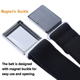 Kids Boys Magnetic Buckle Belt - Adjustable Elastic Toddler Child Belts for Girls, 3 Pcs(Navy blue/Brown/Black)