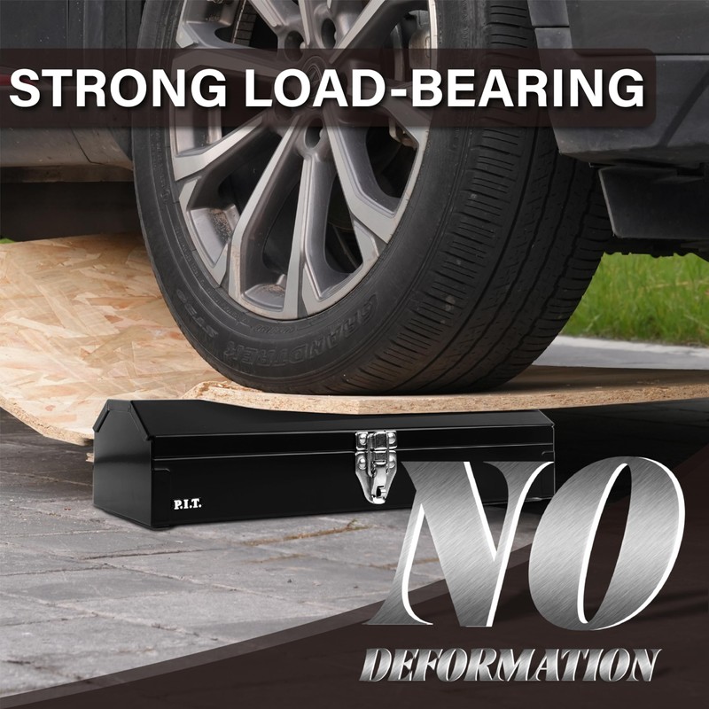 P.I.T. 15'' Small Tool Box, Portable Metal Tool Box, Black