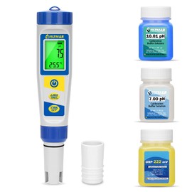 UIUZMAR Pool Chlorine pH Salinity Tester, Digital pH ORP and Salt Water Meter for Hot Tub, Hydroponic pH EC TDS Tester with Calibration Solution for Spa, Aquarium, Tap Water