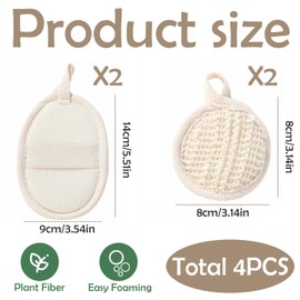 CLDURHGE Natural and Loofah Sponge - Perfect for Exfoliating and Body Cleansing, Suitable for Shower and Bath, for Men and Women